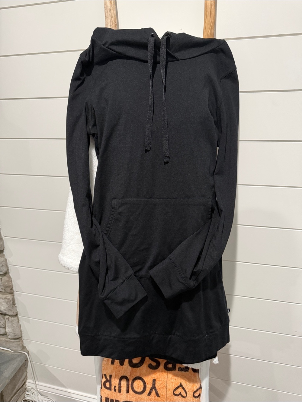 Fabletics Black Hoodie Dress with Drawstring